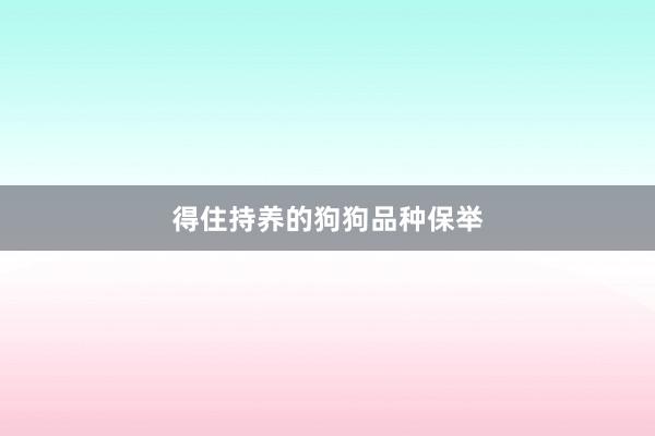 得住持养的狗狗品种保举
